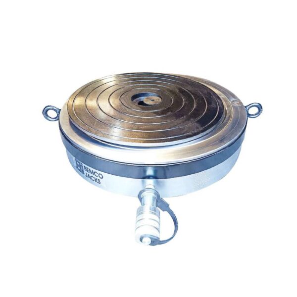 Ultra low height, single acting plain ram hydraulic jacks for segment or girder lifting and lowering.