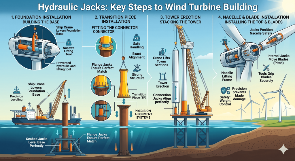 hydraulic jacks for wind turbine 